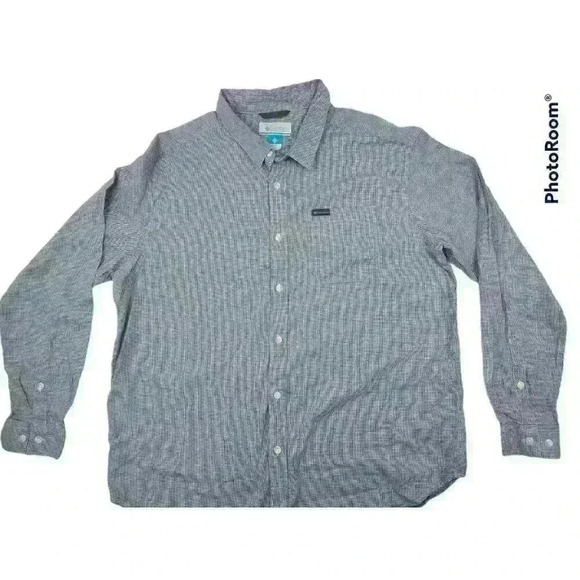 Columbia Button down Blue Houndstooth check 2XL Cotton blend stretch - Picture 1 of 8